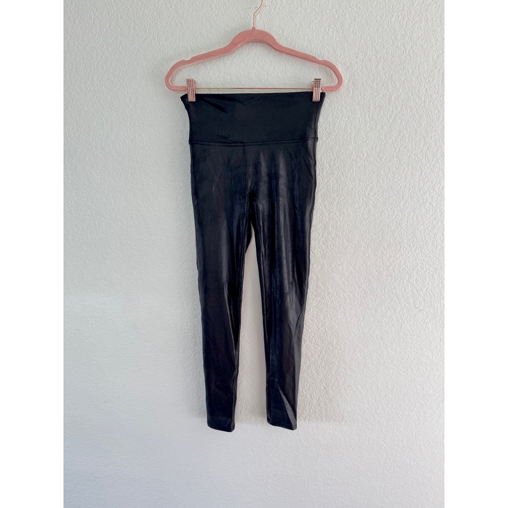 Spanx Faux Leather Leggings Black‎ High Waist Petite Medium M/M 20110R